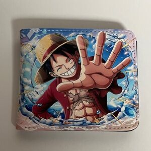One Piece Luffy Faux Leather Wallet New Blue Red Anime Manga Zoro